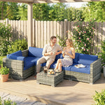 4 Pieces Rattan Garden Furniture Sofa Set With Coffee Table | Blue