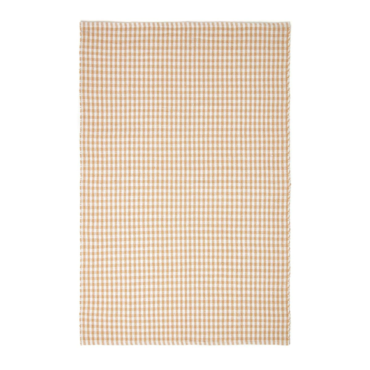 Cotton Gingham Check Rug Hand Woven | 120cm x 80cm | Beige