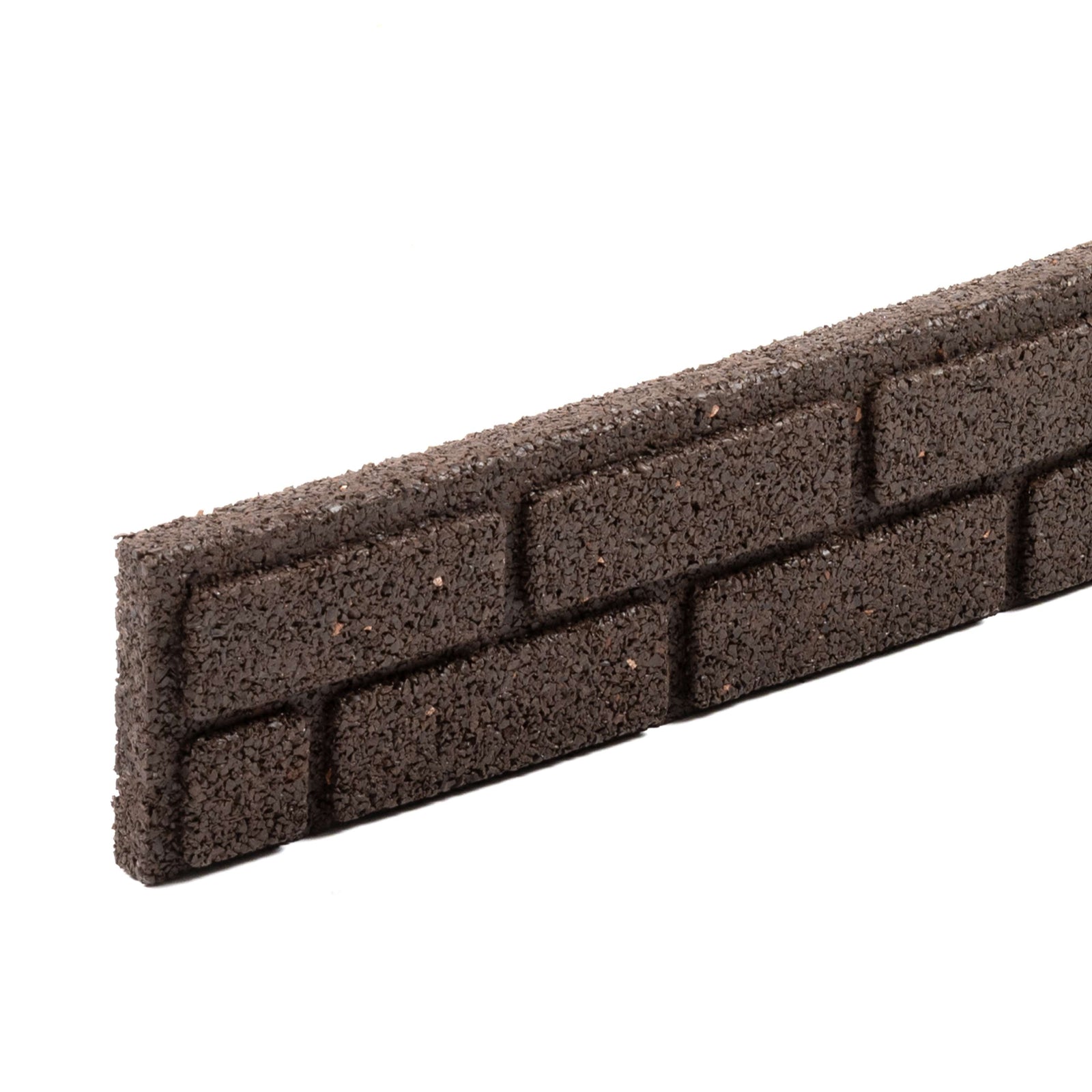 Recycled Rubber Brick Effect Garden Edging Border 1.2m | Set of 6 | Brown
