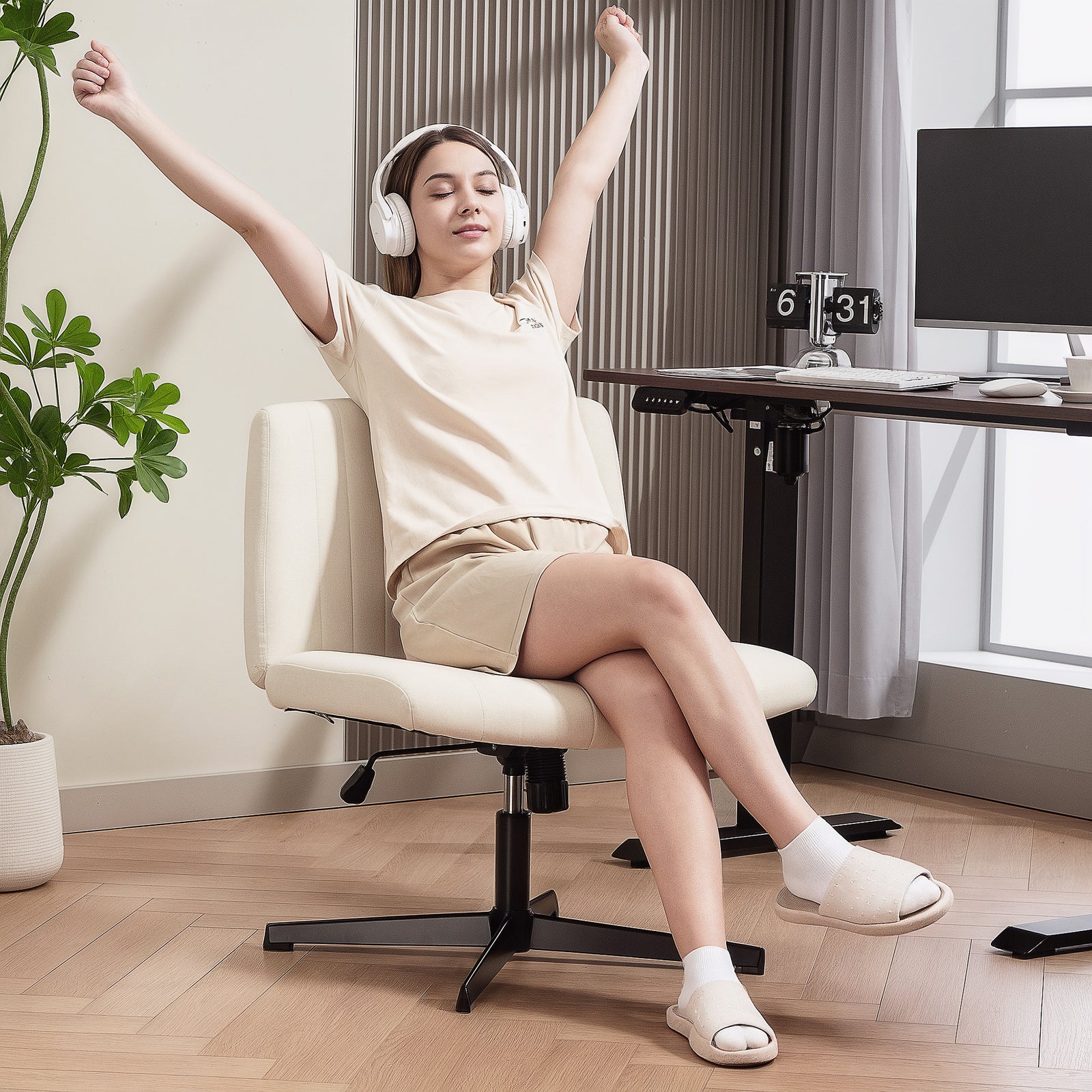 Office Chair, Tilt Function | Cream
