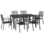 7 Pcs Garden Dining Set W/ Stackable Chairs