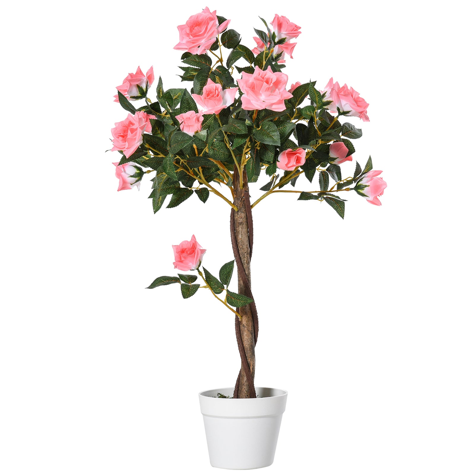 90cm Artificial Rose Tree Fake Decorative Plant | One Size | Pink