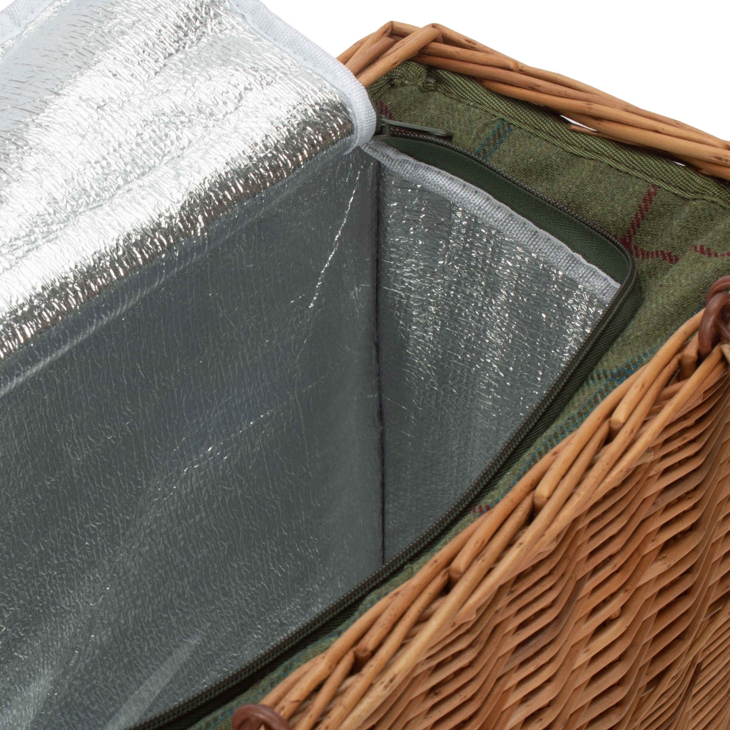 Green Tweed Rectangular Cooler Wicker Basket