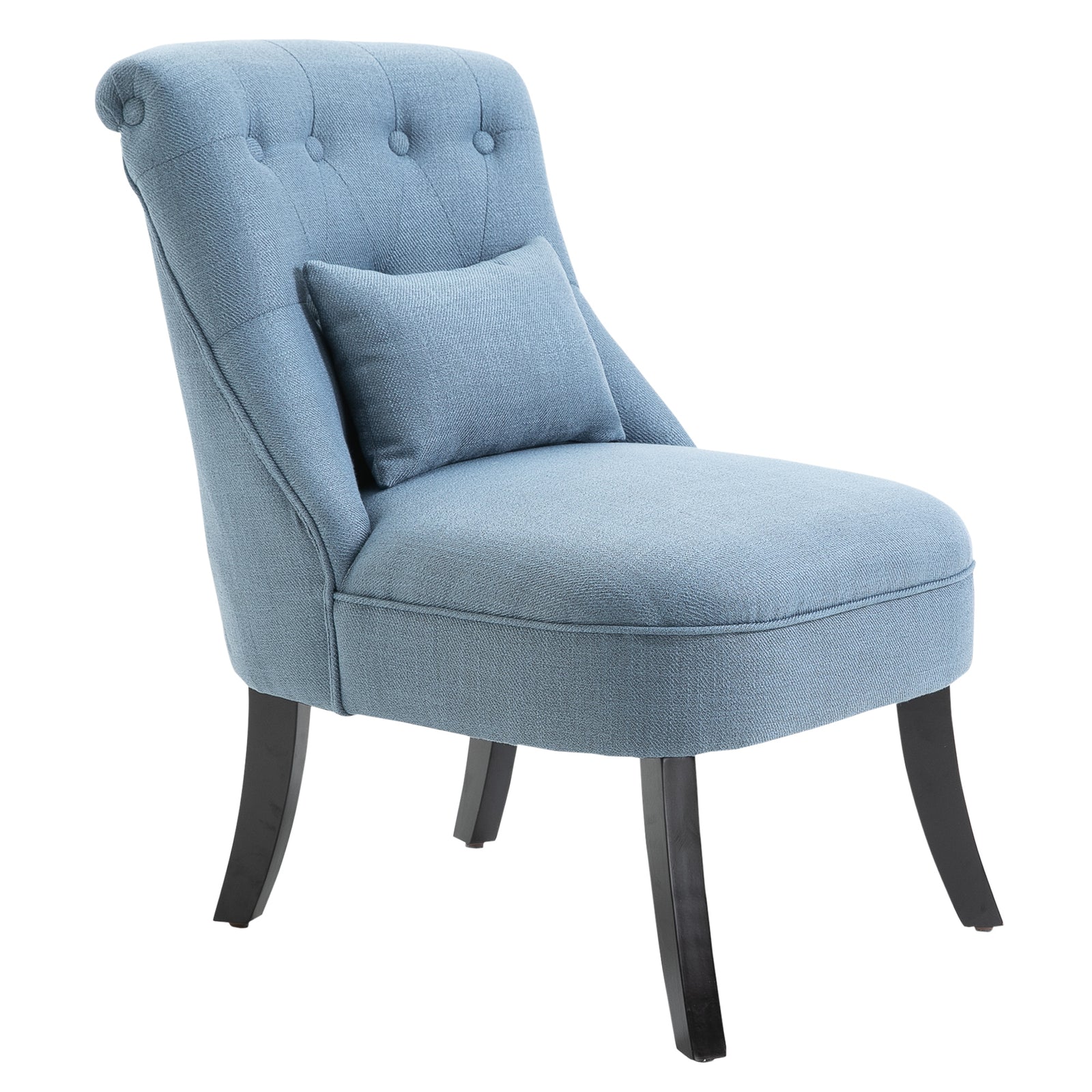 Fabric Single Sofa Armchair Upholstered Pillow Wood Leg | One Size | Blue