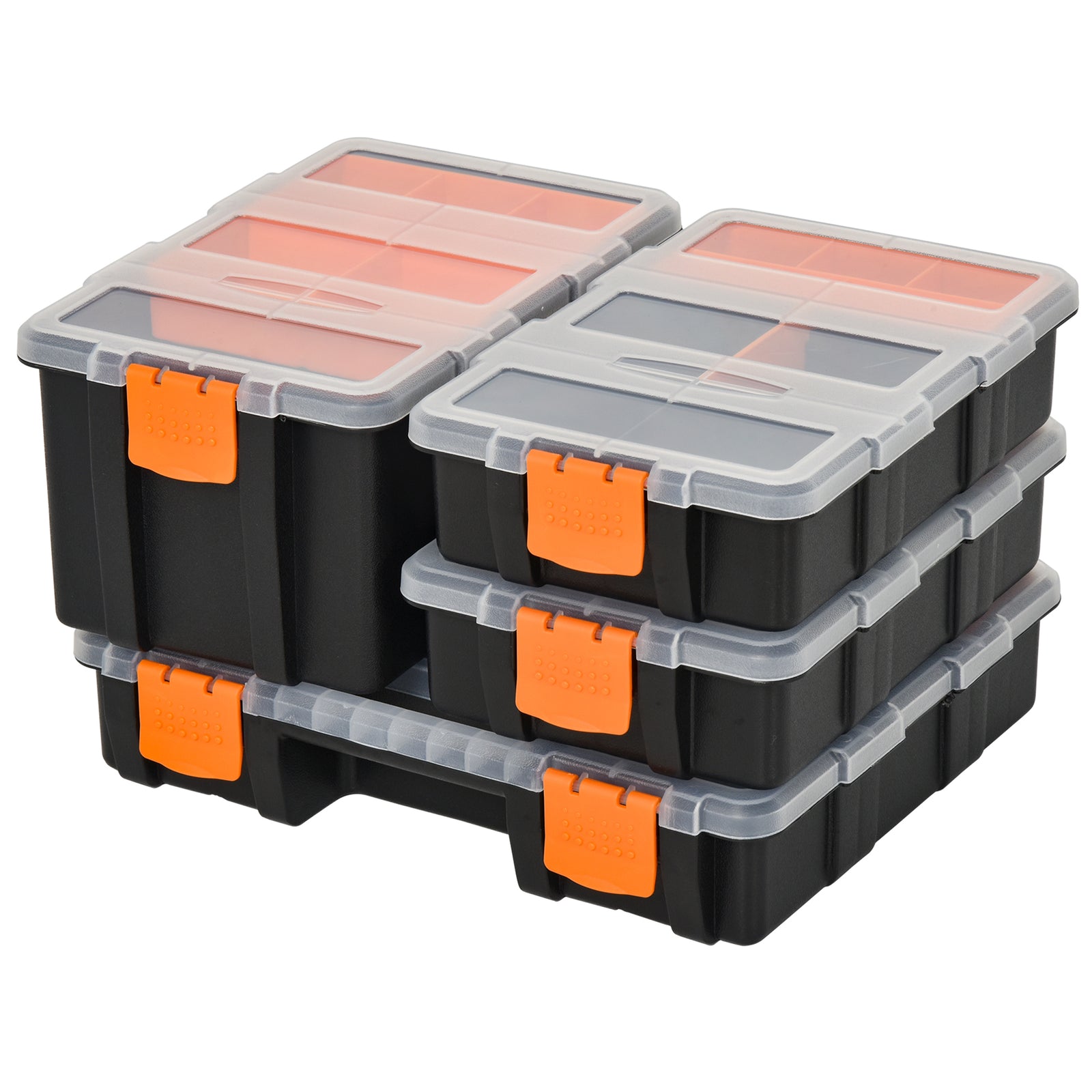 4 Plastic Tool Boxes With Dividers And Lids