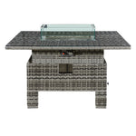 Icarus Rattan Rising Firepit Table | Walnut Grey