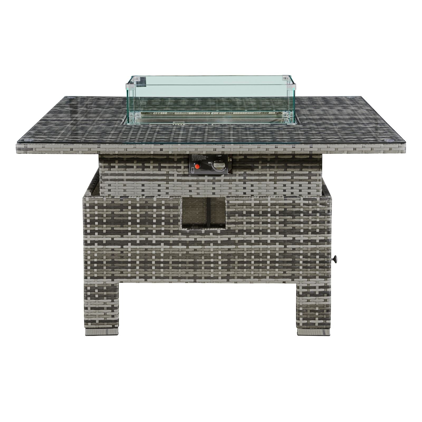 Icarus Rattan Rising Firepit Table | Walnut Grey