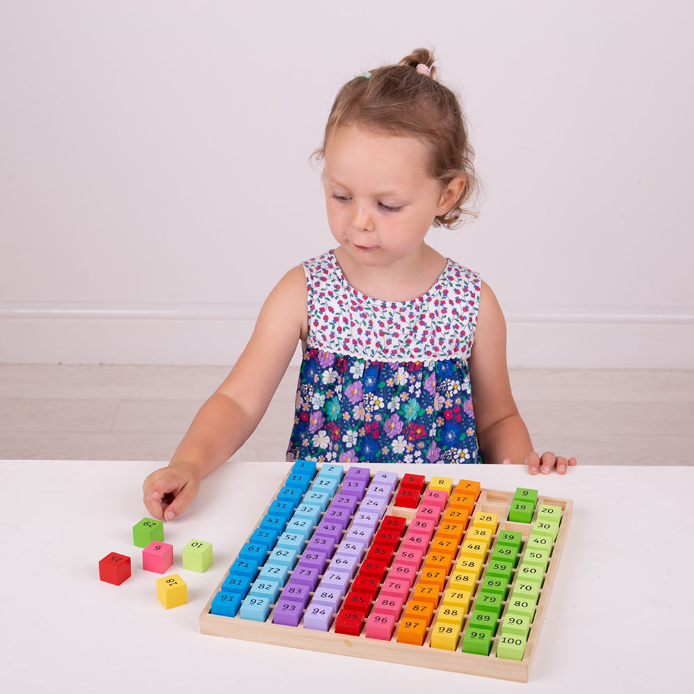 Wooden Number Tray, Kids Maths Toy - 100 Pieces