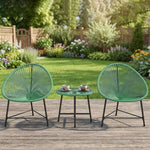 Rattan Bistro Set With Acapulco Chairs And Glass Table | Green
