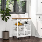 Serving Trolley With Drawer, Shelves, Basket