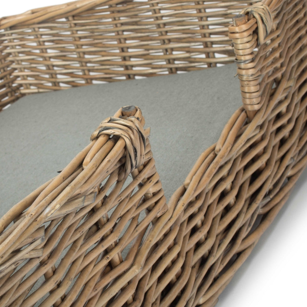 Small Wicker Rectangular Dog Bed With Cushion | Small | Brown