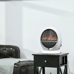 Table Top Electric Fireplace Heater With Led Flame Rotatable | One Size | White