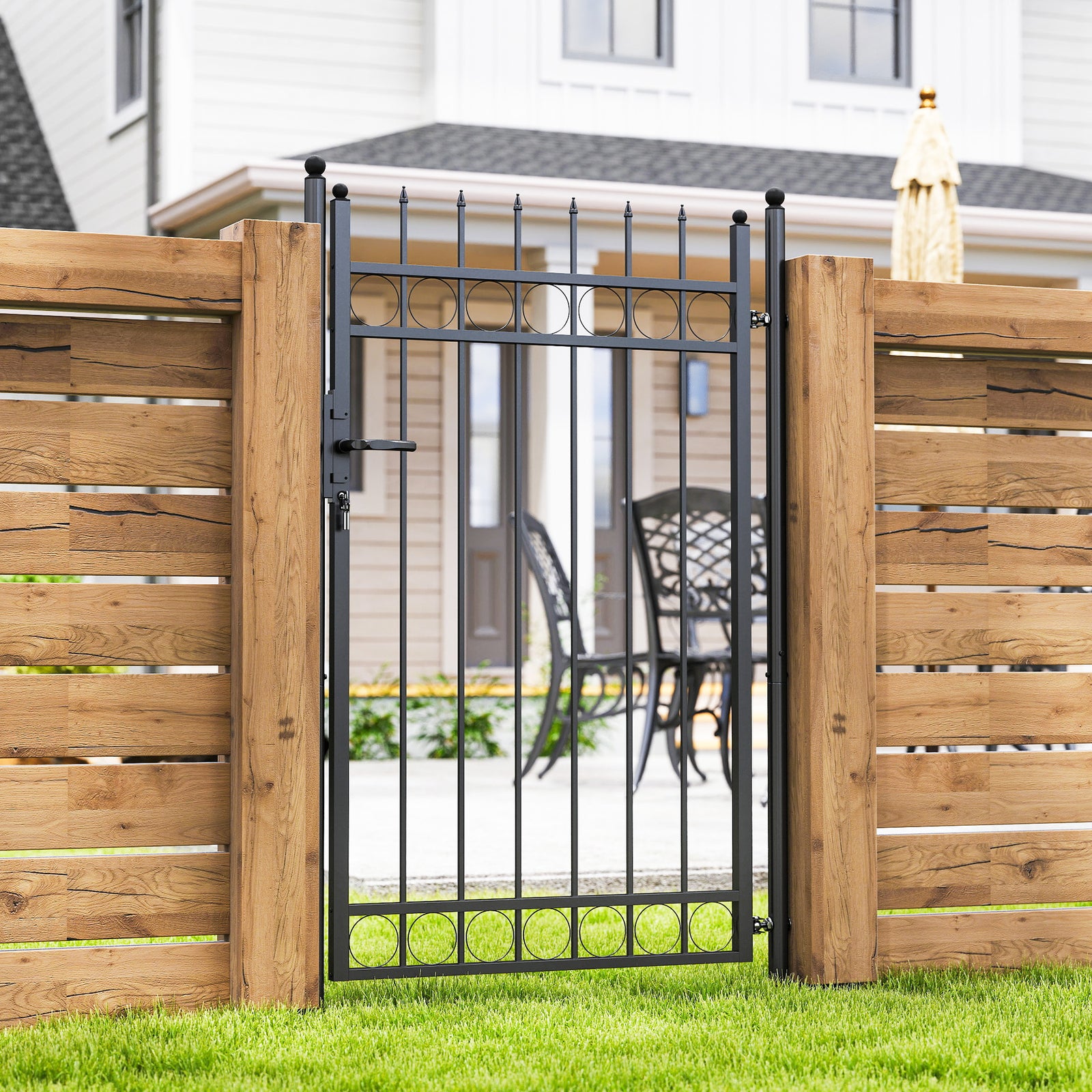 Black Galvanised Steel Garden Gate