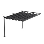 3x3m/3x4m Lean To Pergola With Retractable Roof With Pa-coated Polyester Canopy Wall Mounted Garden Gazebo Outdoor Sun Shade Shelter For Patio | 3m x 3m | Dark Grey