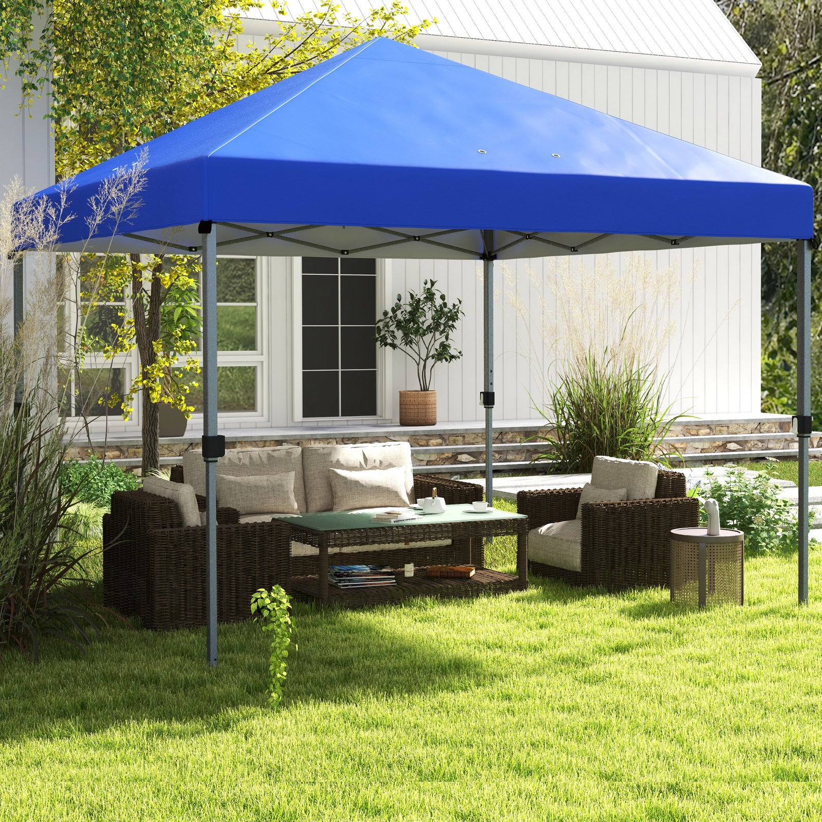 3 X 3(m) Pop Up Gazebo, Instant Shelter With 1-button Push | Blue