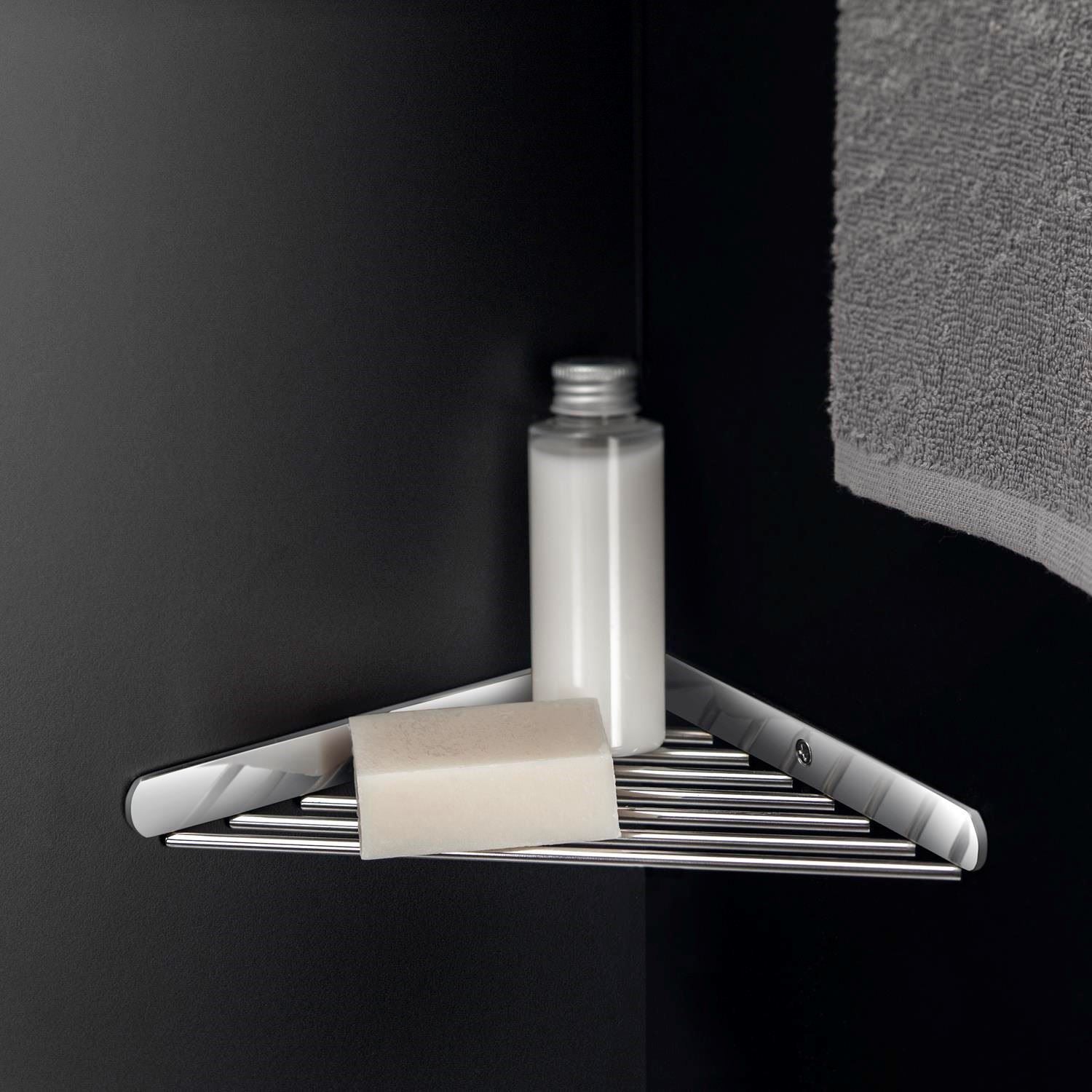 Corner Shower Caddy, Shower Basket, 18cm, Silver, Architect S+ Collection