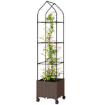 Outsunny Raised Garden Bed Tomato Cage With Trellis, Drainage Holes, Brown