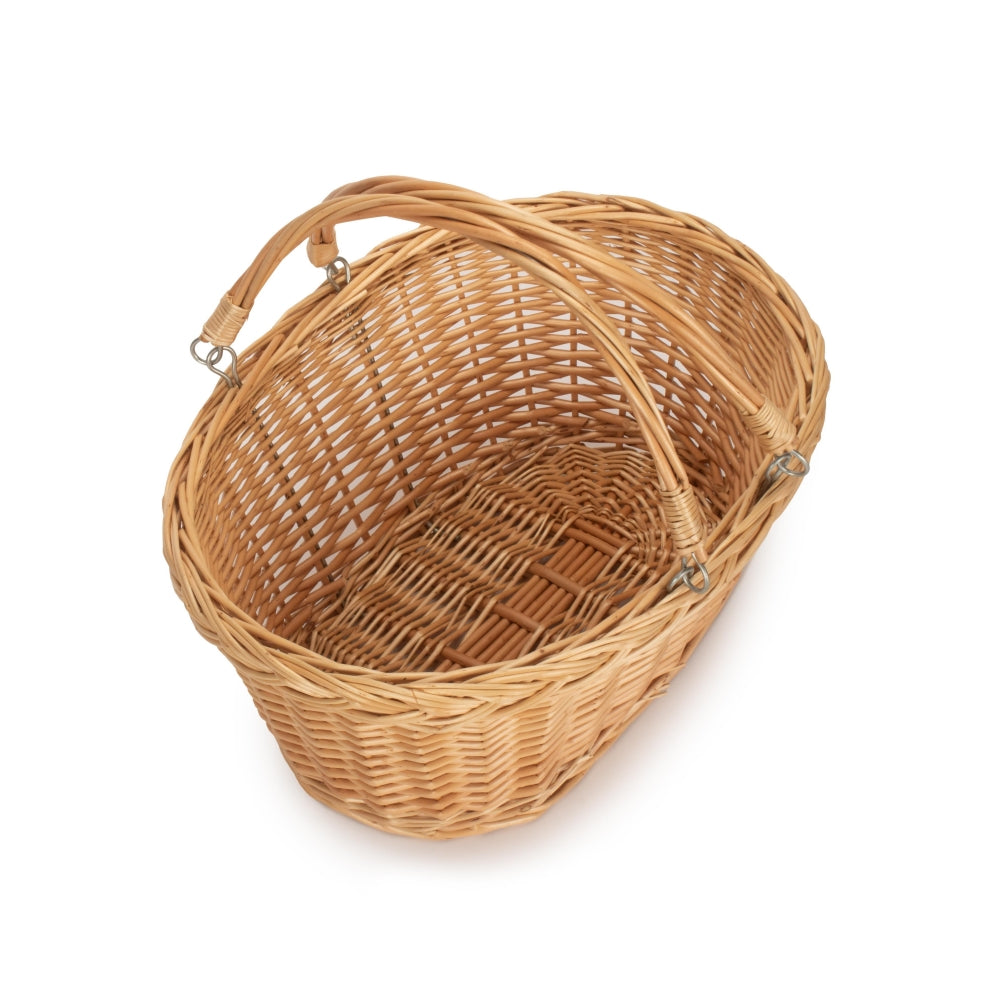 Medium Swing Handle Double Steamed Wicker Oval Shopping Basket | Brown