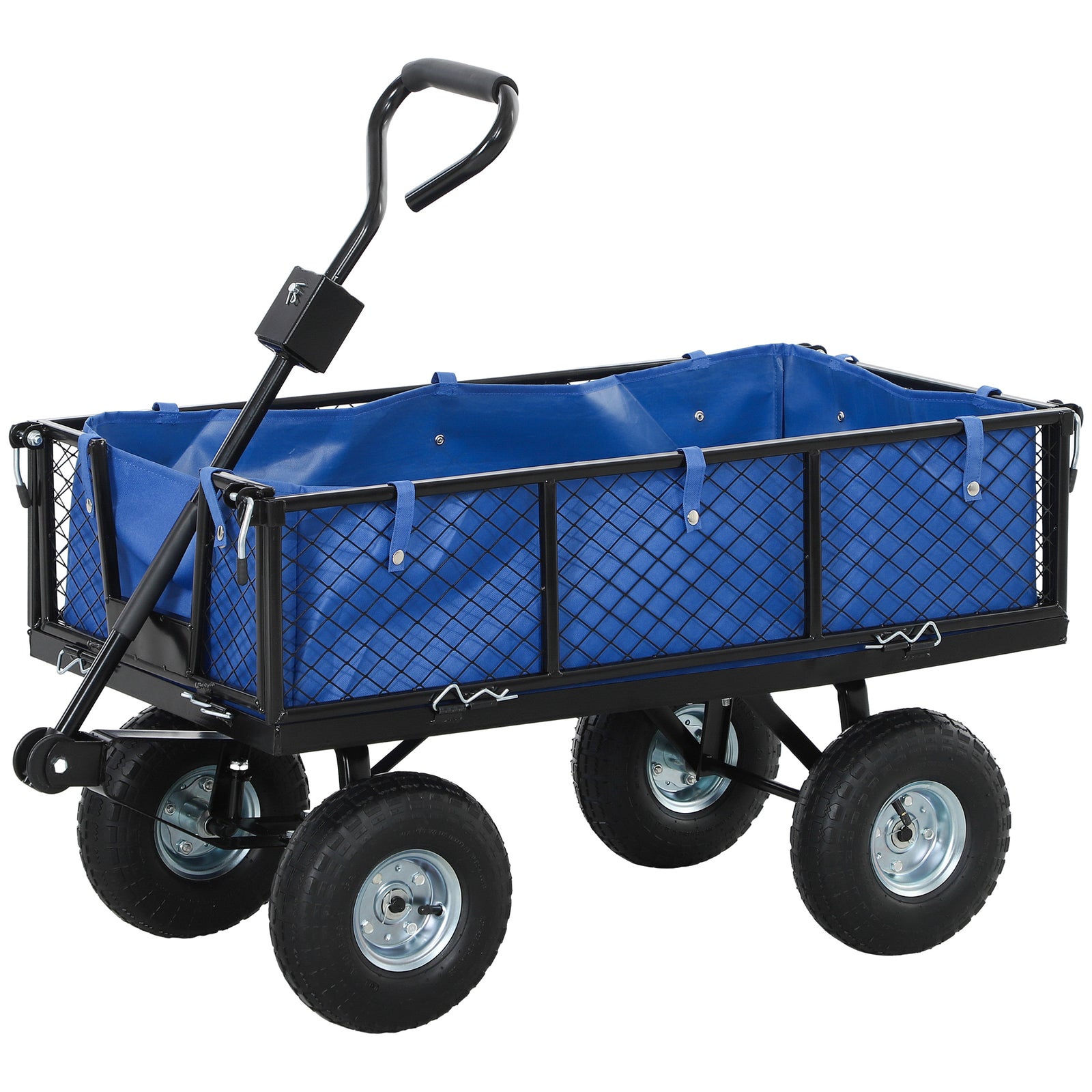 Garden Cart With Removable Liner, Quick-release Sides | Blue