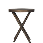 Solid Wood Metallic Rope Side Table