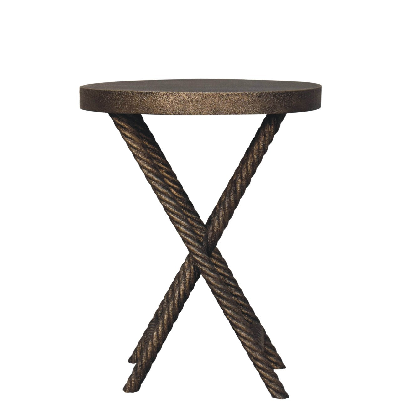 Solid Wood Metallic Rope Side Table