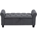 Breeins Modern Linen Upholstered Storage Bench With Armrests