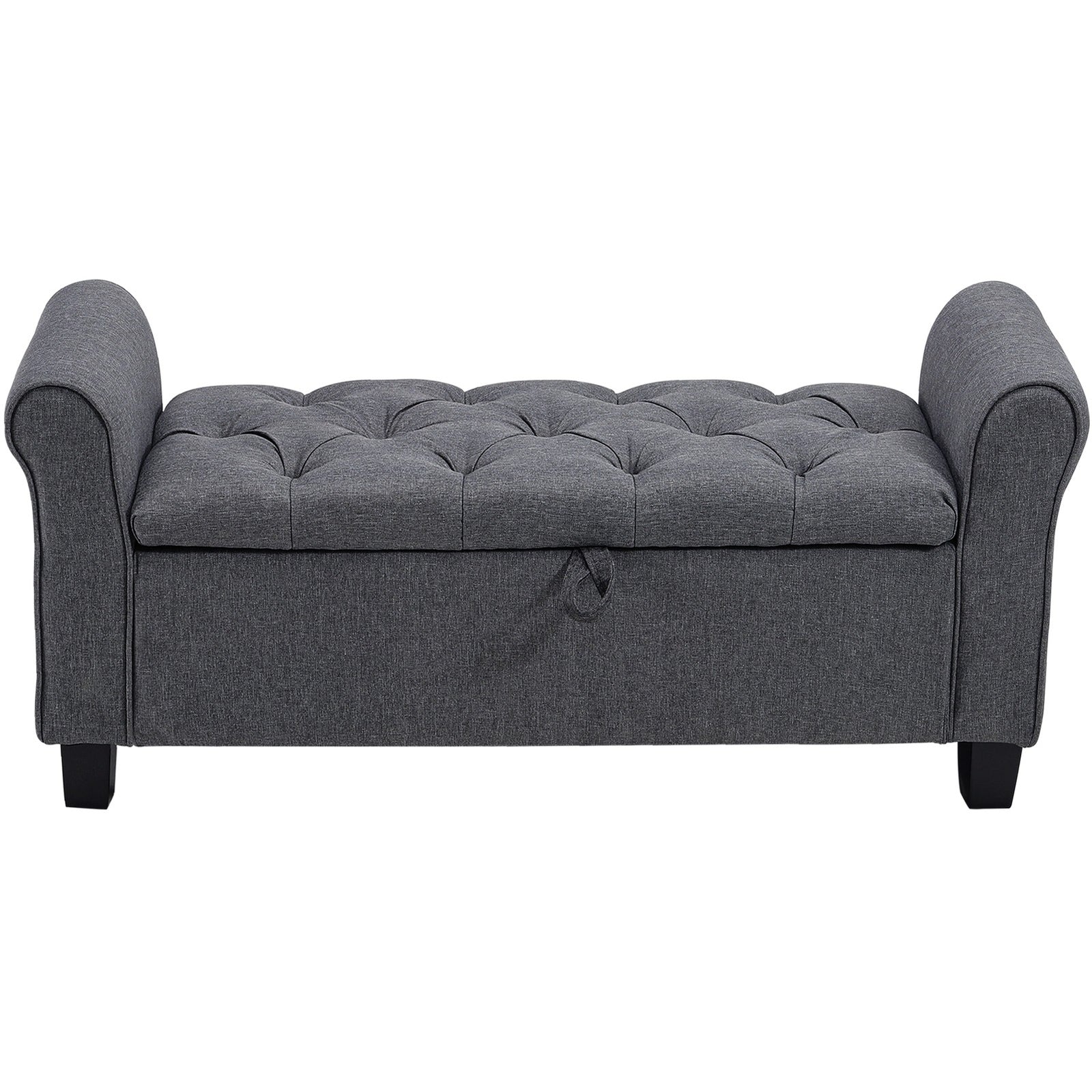 Breeins Modern Linen Upholstered Storage Bench With Armrests