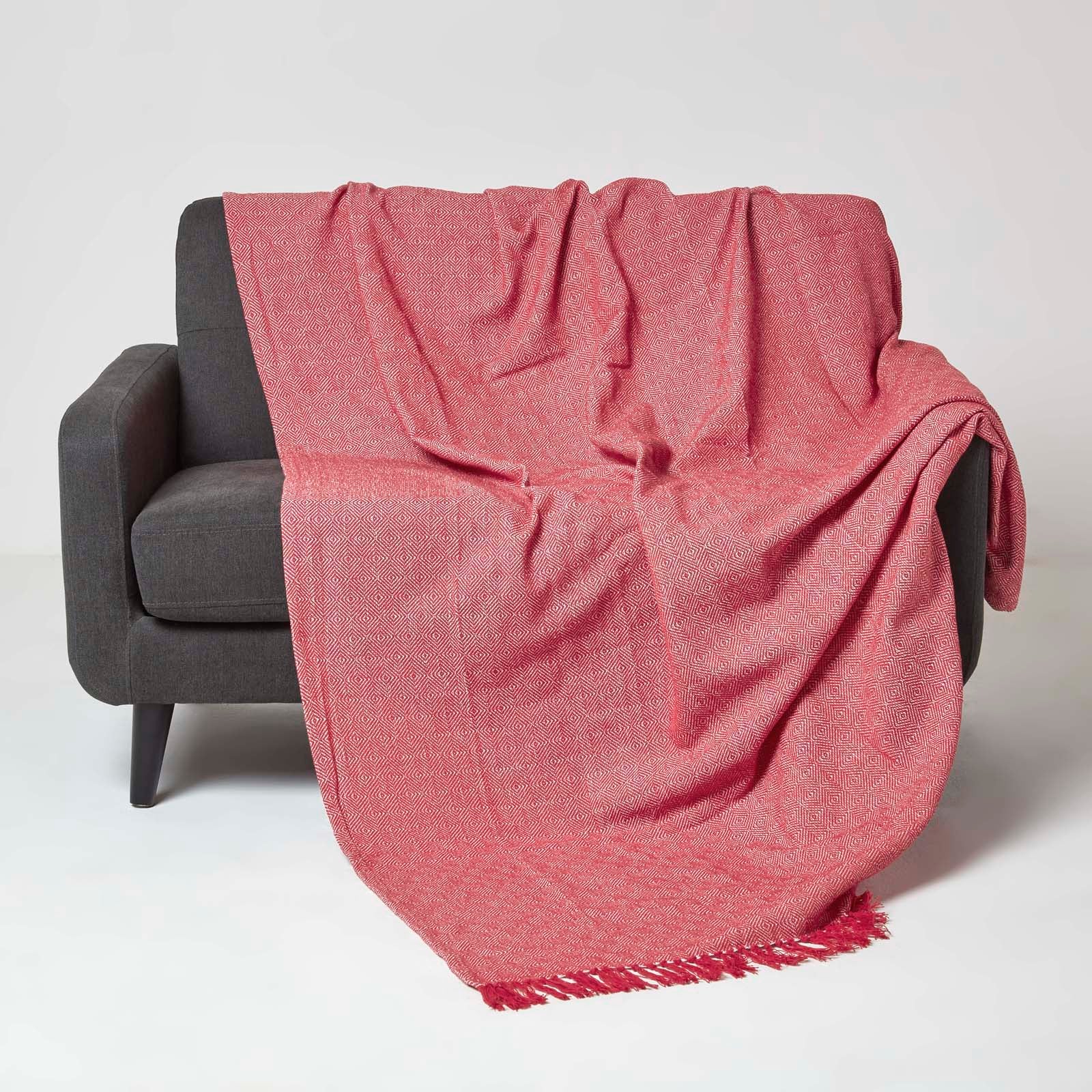 Malda Cotton Throw With Tassels | 225cm x 255cm | Red