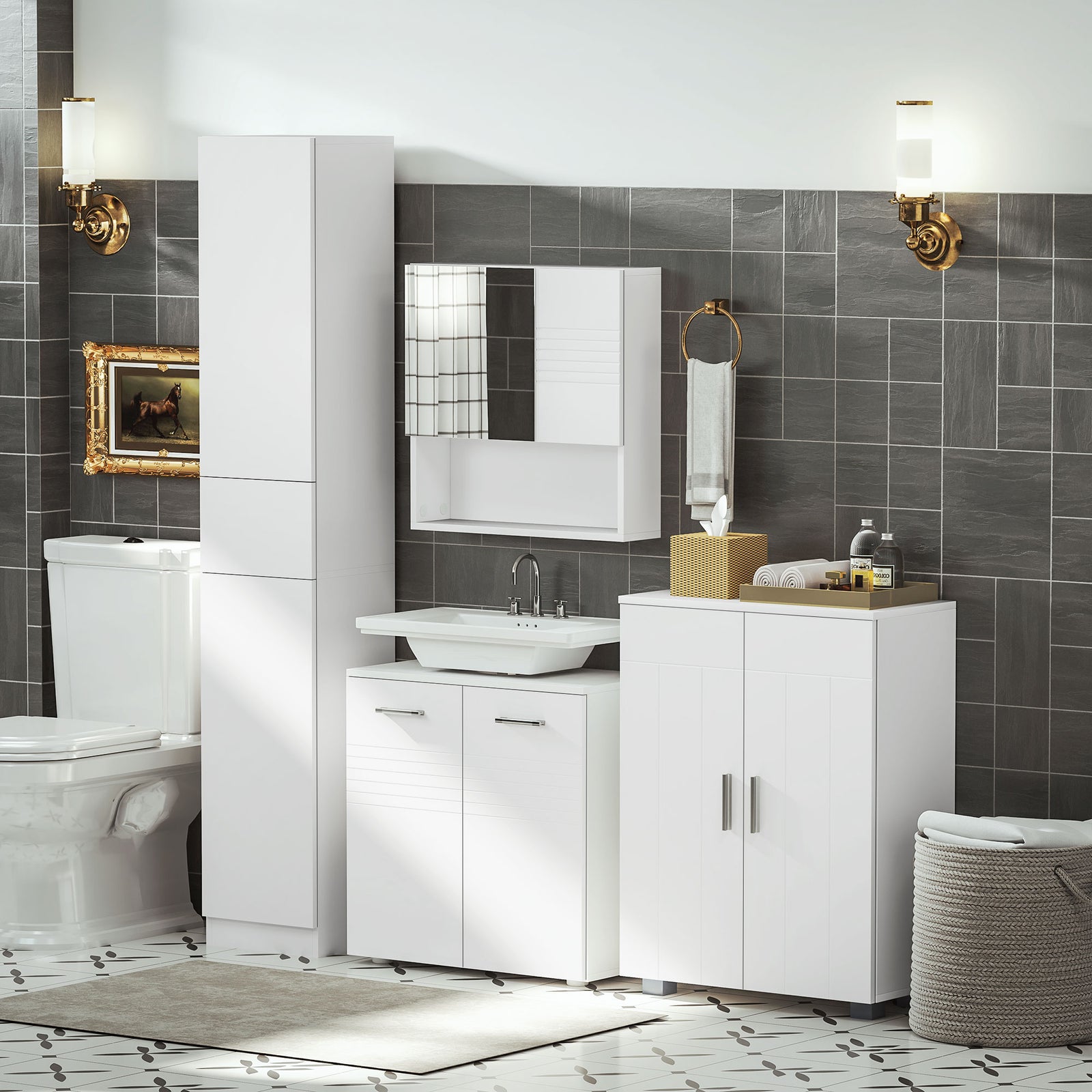 Storage Cabinet For Bathroom Bedroom Freestanding W/door