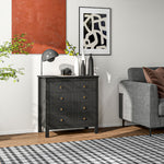 Fluted Bedroom Chest Of Drawers W/ 5 Drawers Gold Tone | One Size | Black