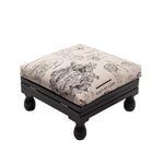 3 Position Footstool Height Adjustable Padded Top Mahogany Frame