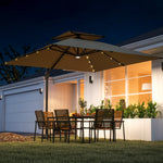 3.5x3m Cantilever Parasol, Solar Led Lights | Khaki