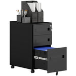 Lockable Mobile Filing Cabinet W/ 3 Drawers | Small | Black