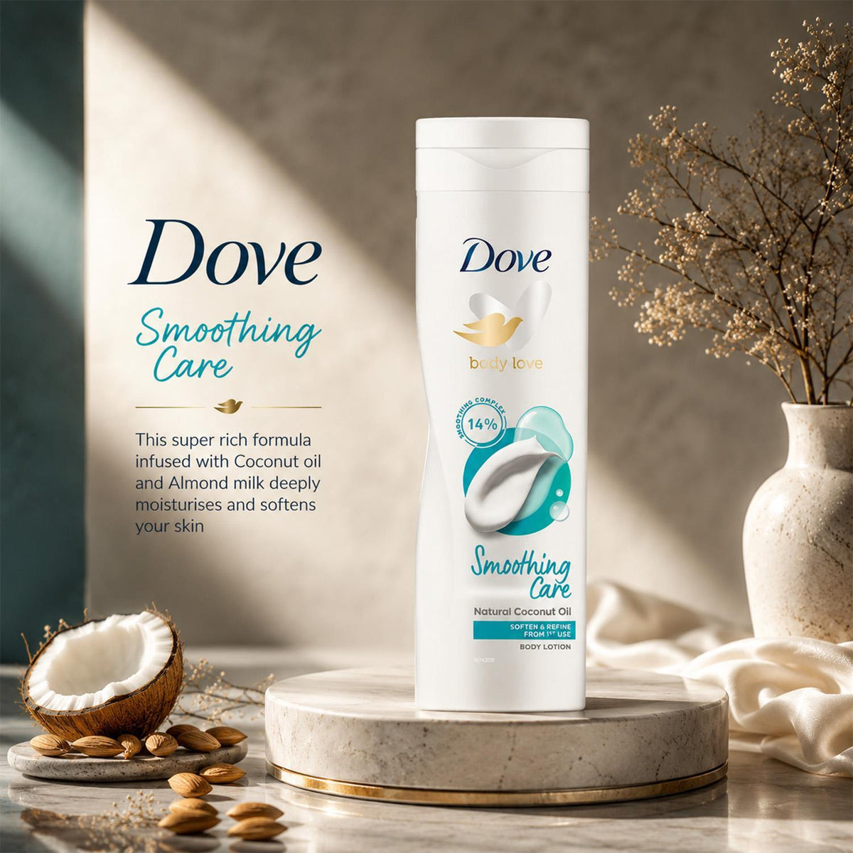 Body Love Smoothing Care Body Lotion With Coconut Oil, 250ml | Set of 12