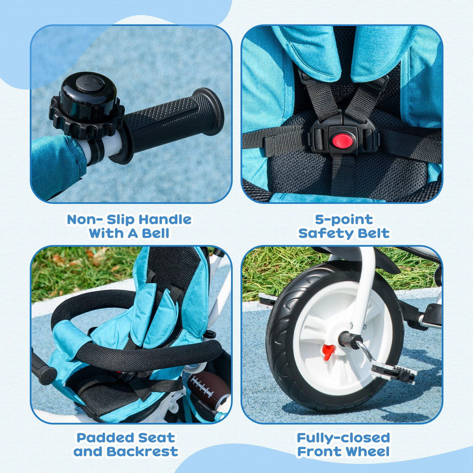 6 In 1 Kids Trike, Stroller With Parent Handle | Blue