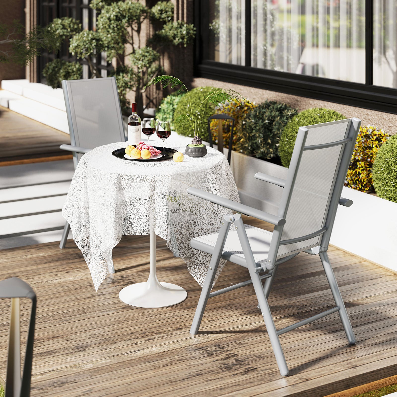 2pcs Folding Chair W/ Breathable Mesh Back And Seat | Light Grey