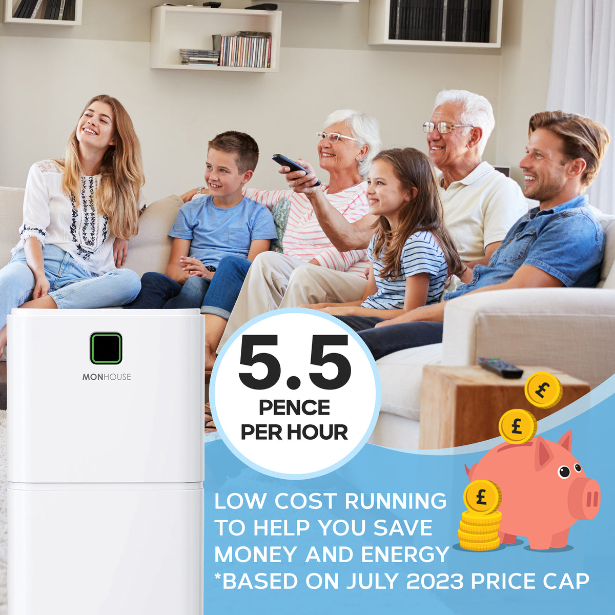 MONHOUSE 12l/day Digital Dehumidifier - Sleep Mode 24hr Timer Portable Quiet