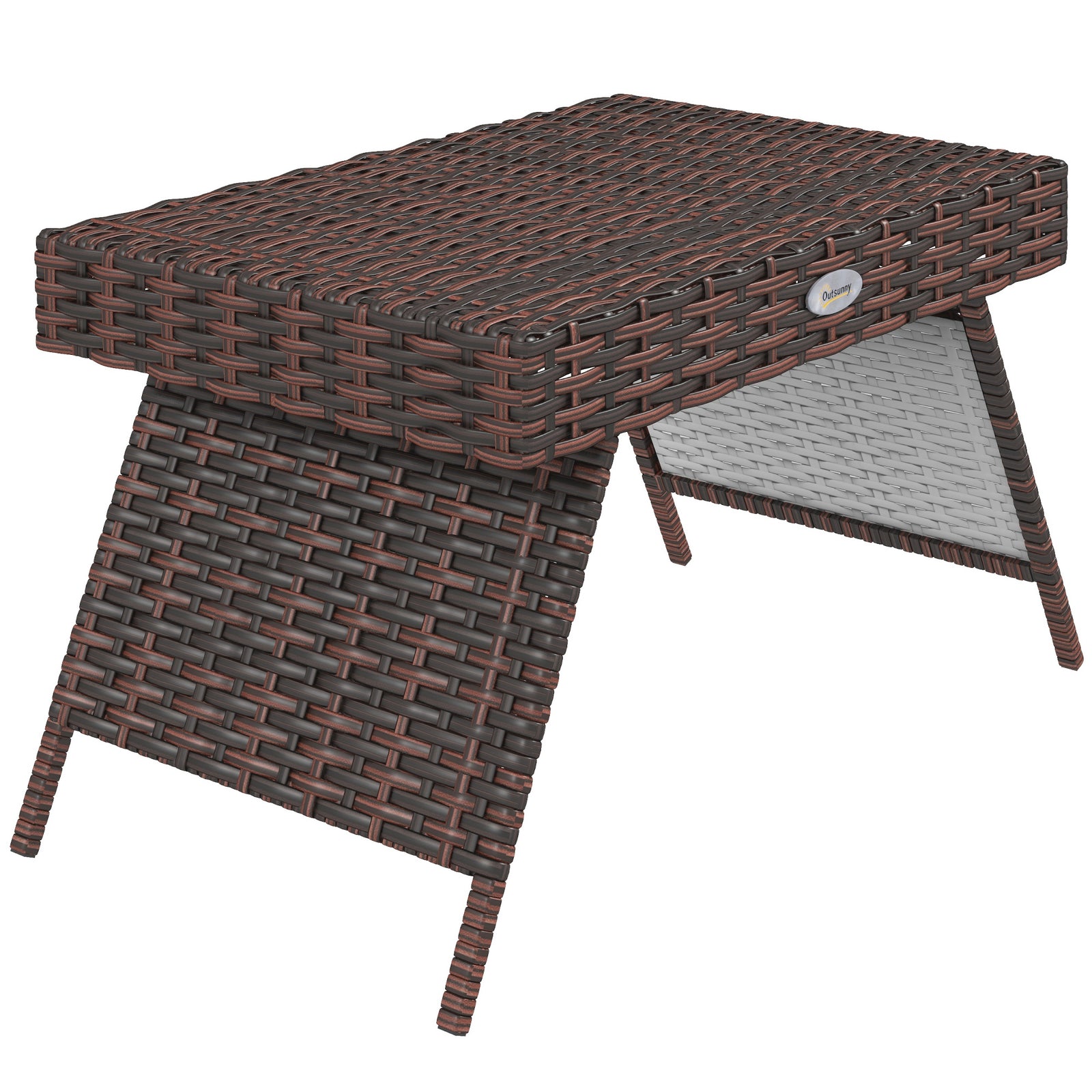 Foldable Outdoor Coffee Table, Steel Rattan Side Table | Brown