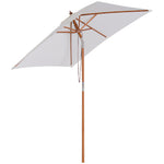 2x1.5m Wooden Patio Umbrella Parasol | Cream