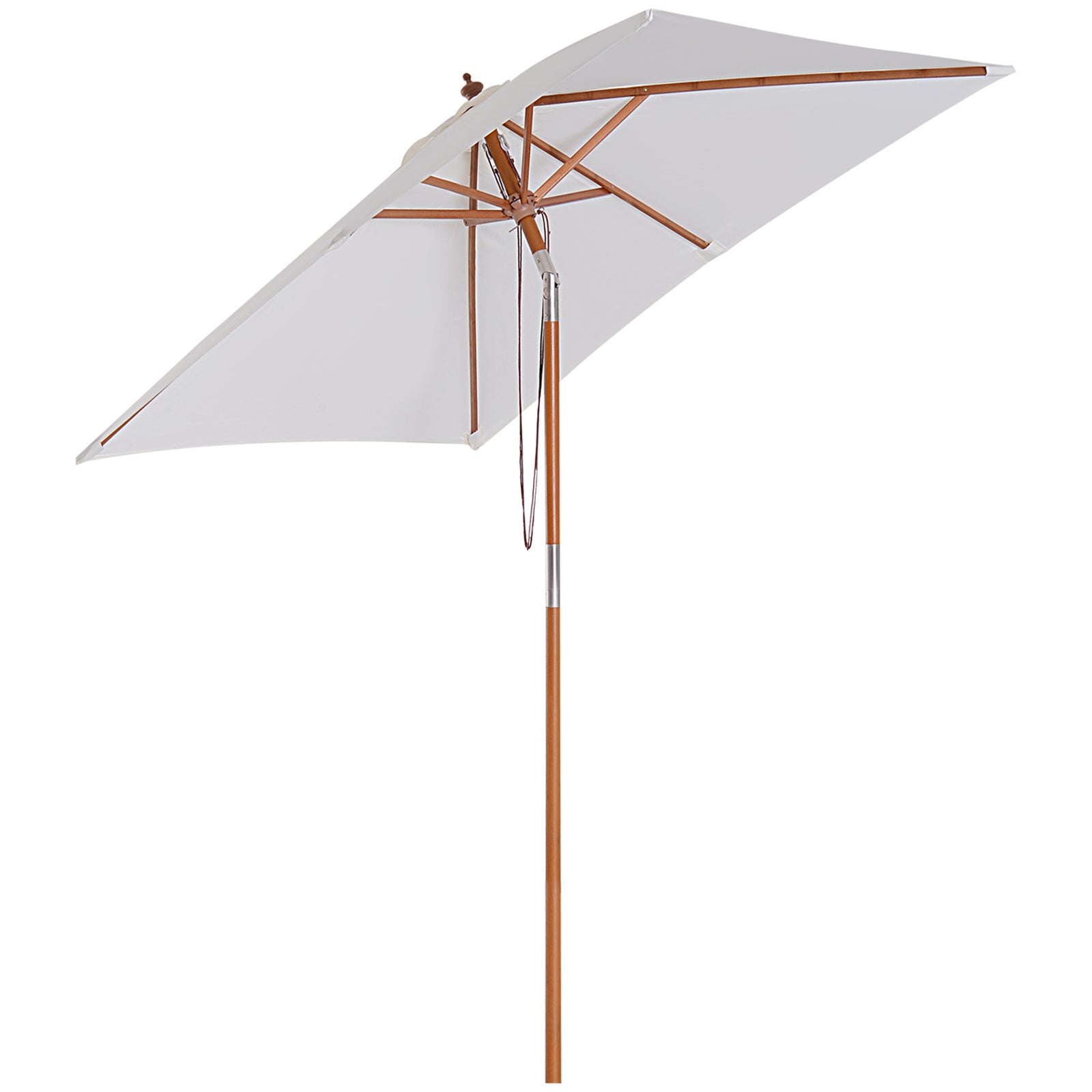 2x1.5m Wooden Patio Umbrella Parasol | Cream