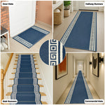 Luna Stair Runner Non-slip Kitchen Mat | 18ft | Blue