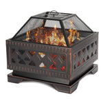 Lattice Bronze Fire Pit With Bbq Grill