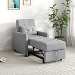 Pull Out Chair Bed Sleeper Chair With Pillow Side Pockets | One Size | Charcoal Gray