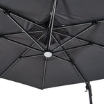 Double-tier 3m Square Solar Led Patio Umbrella Adjustable Height, 360° Rotation With Foot Pedal,cross Base Included