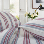 Magnate Stripe Printed Brushed 100% Cotton Bedlinen Duvet Set | Super King | Red