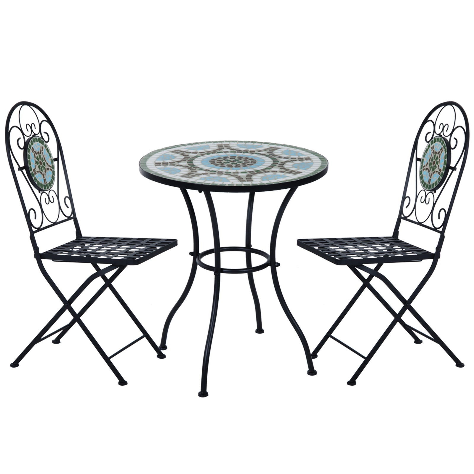 Outdoor 3pc Bistro Set Dining Folding Chairs Patio Furniture