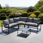 Bosque Black & Grey Garden Corner Sofa + Table
