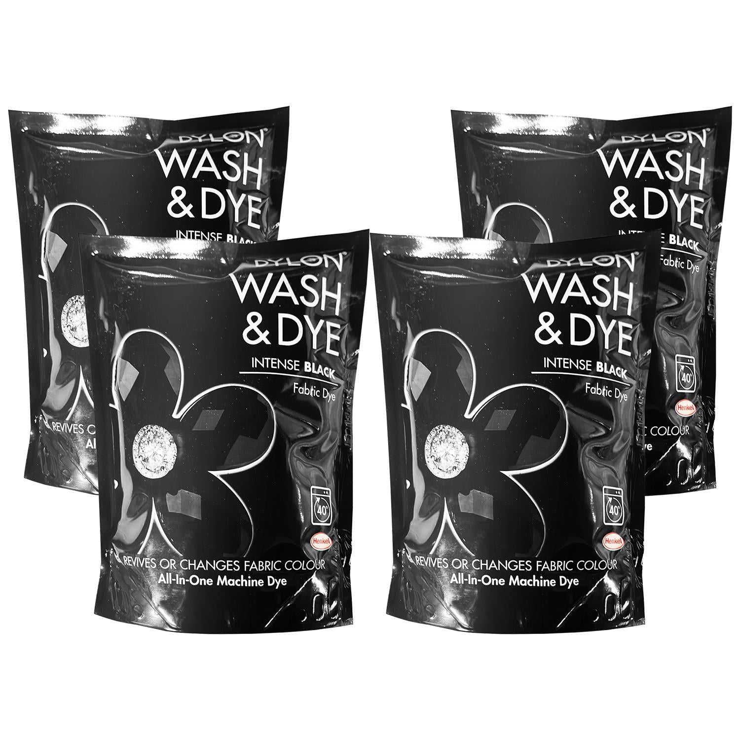 Wash & Dye Fabric Dye, Intense Black, 4 Packs Of 350g