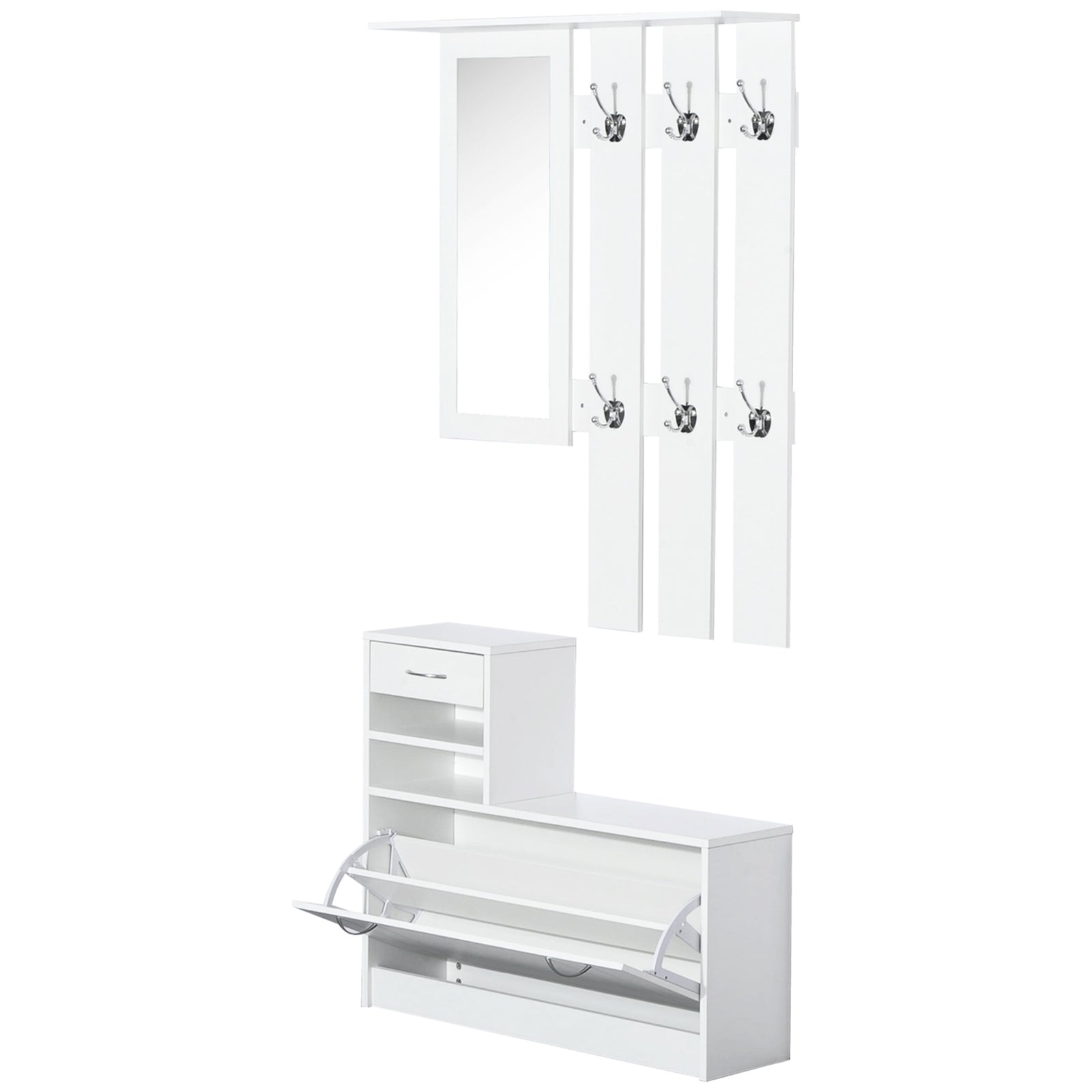 Entryway Organizer Shoe Storage Space Saving Mirror Chest