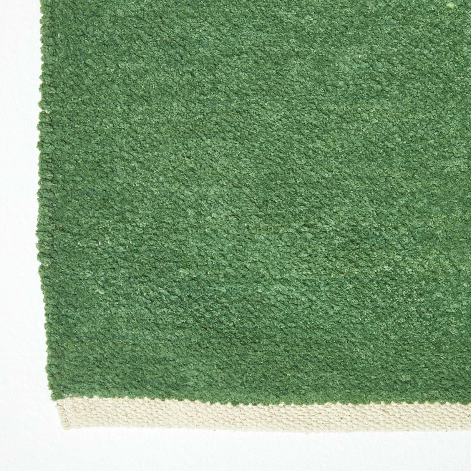 Plain Chenille 100% Cotton  Rug With Natural Trim | 150cm x 95cm | Dark Olive